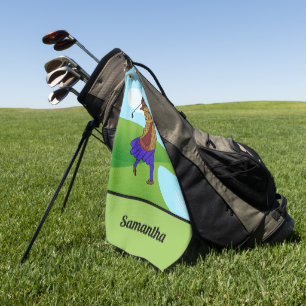 Toalla De Golf Golfer femenina conduce sobre el peligro del agua