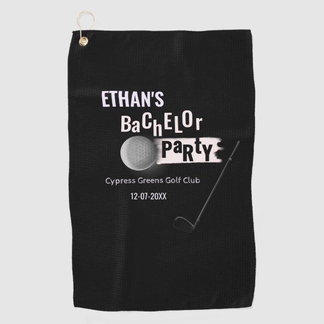 Toalla De Golf Golfer Groom BachelParty Classic White Black (Anverso)
