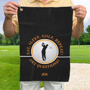 Toalla De Golf Golfer Masculino Pro Bola de Golf Cita Negro Naran