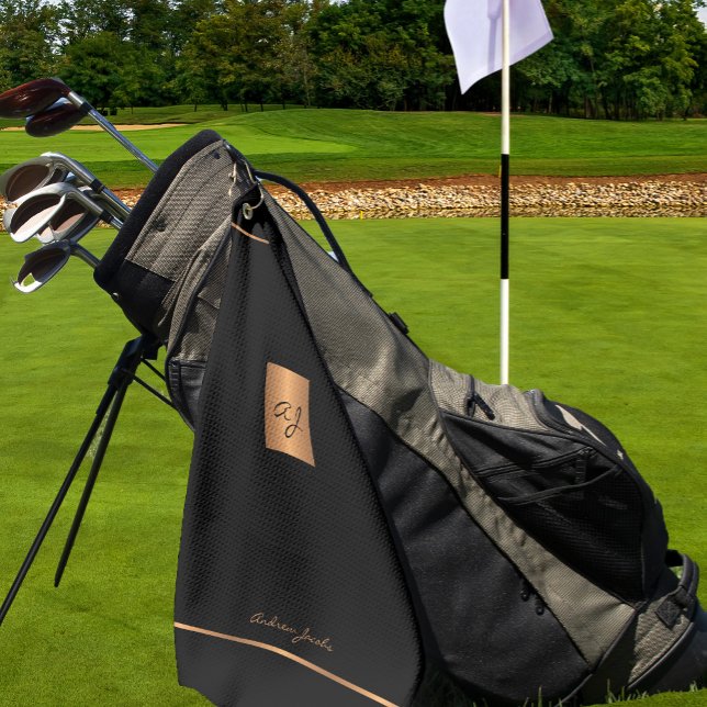 Toalla De Golf Golfer monogramado oro negro elegante (Subido por el creador)