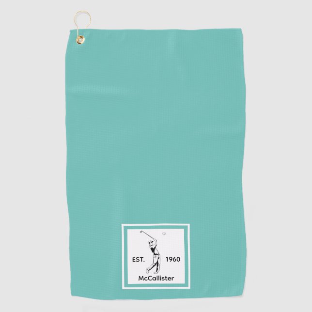 Toalla De Golf Golfer Nombre y año personalizados (Anverso)