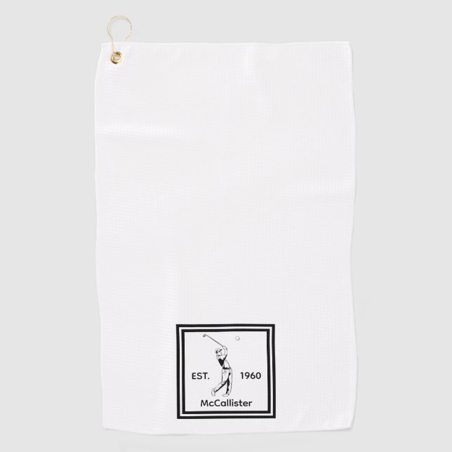 Toalla De Golf Golfer Nombre y año personalizados (Anverso)