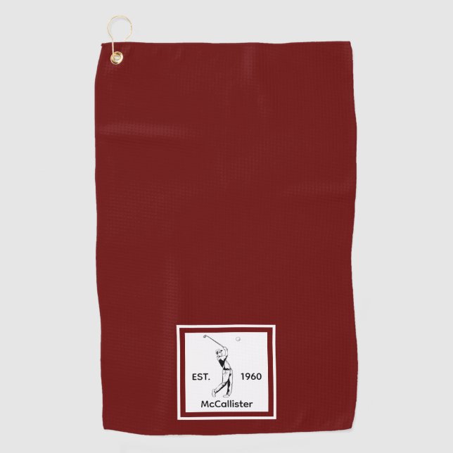 Toalla De Golf Golfer Nombre y año personalizados (Anverso)