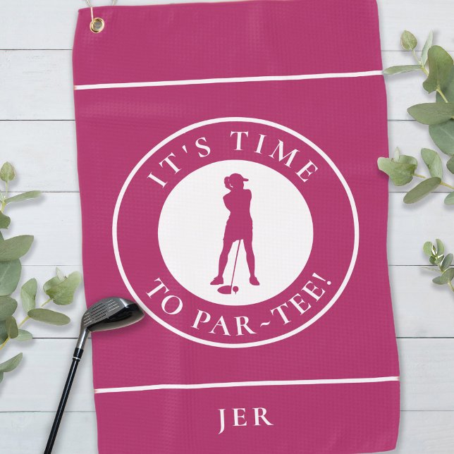 Toalla De Golf Golfer Par Tee Funny Humor Golf Monograma Cute Ros (Golfer Par Tee Funny Golf Humor Monogram Cute Pink Golf Towel)