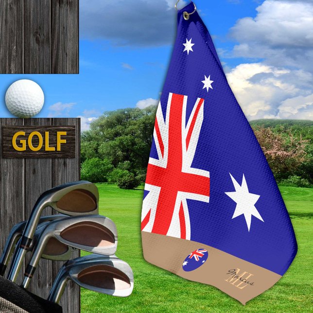 Toalla De Golf Golfing Australia, bandera australiana monogramada (Subido por el creador)