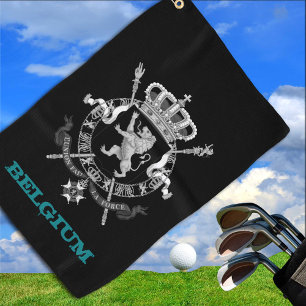 Toalla De Golf Golfing Belgium y escudo de armas belgas / bandera