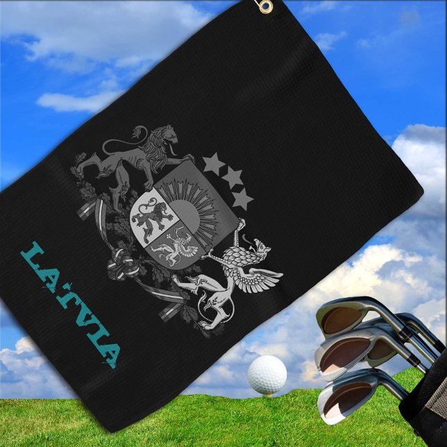 Toalla De Golf Golfing Letonia y escudo de armas letón / bandera (Subido por el creador)