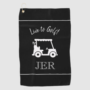 Toalla De Golf Golfista de Carrito de Golf Frase Monogramado Negr