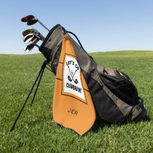 Toalla De Golf Golfista Golf Moderno Monograma Pro Deporte Naranj