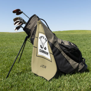 Toalla De Golf Golfista Golf Moderno Monograma Pro Deportes Dorad