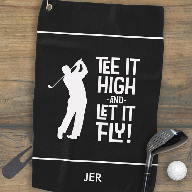 Toalla De Golf Golfista Humor de Golf Divertido Deportes Estampad (Golfer Golf Humor Funny Sports Custom Monogrammed Initials Black Golf Towel Unique Gift For Men)
