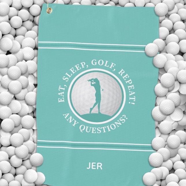 Toalla De Golf Golfista moderno cita monograma deportes pro golf  (Modern Golfer Monogram Quote Sports Pro Golf Teal Golf Towel)