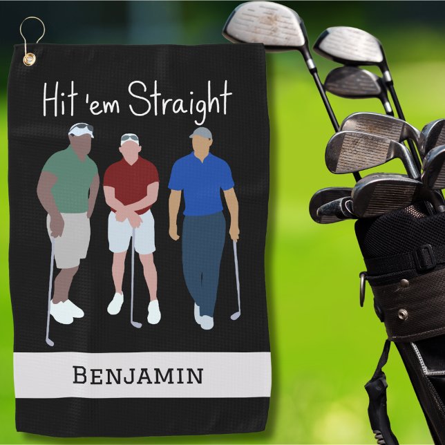 Toalla De Golf Golpearlos directamente negros personalizados (Subido por el creador)