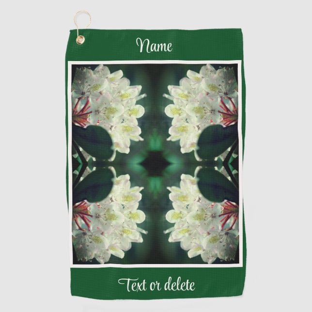 Toalla De Golf Gotas de lluvia azaleas blancas personalizadas (Anverso)