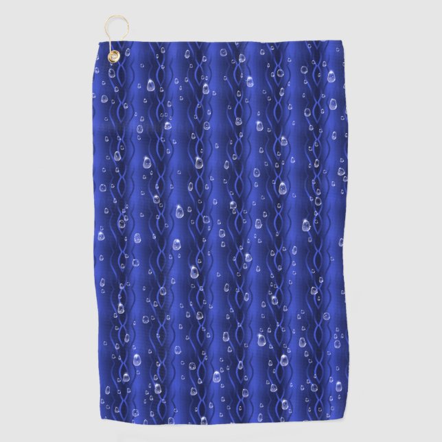 Toalla De Golf Gotas de lluvia azul Metalizado (Anverso)