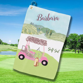 Toalla De Golf Gracioso Glitzy Carro de golf Escenario Personaliz