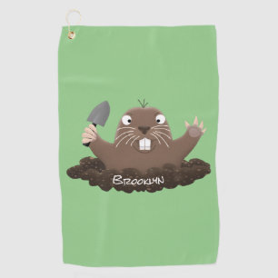 Toalla De Golf Gracioso gopher digging personalizado ilustracion