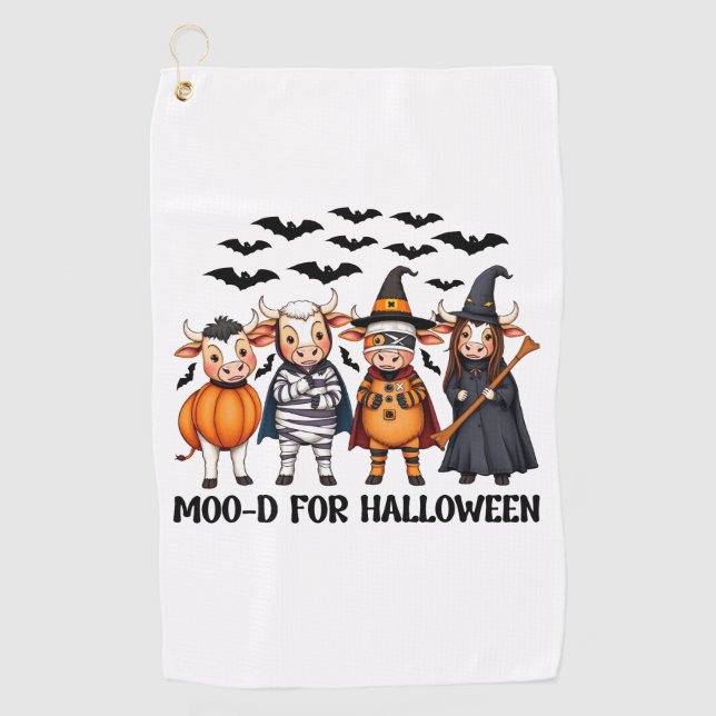 Toalla De Golf Gracioso Highland Cow Moo-d para Halloween (Anverso)