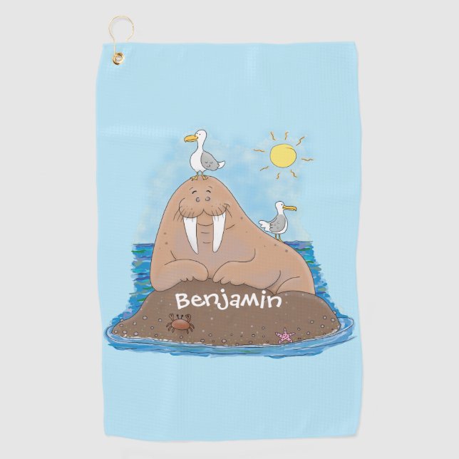 Toalla De Golf Gracioso ilustracion personalizado de moras felice (Anverso)