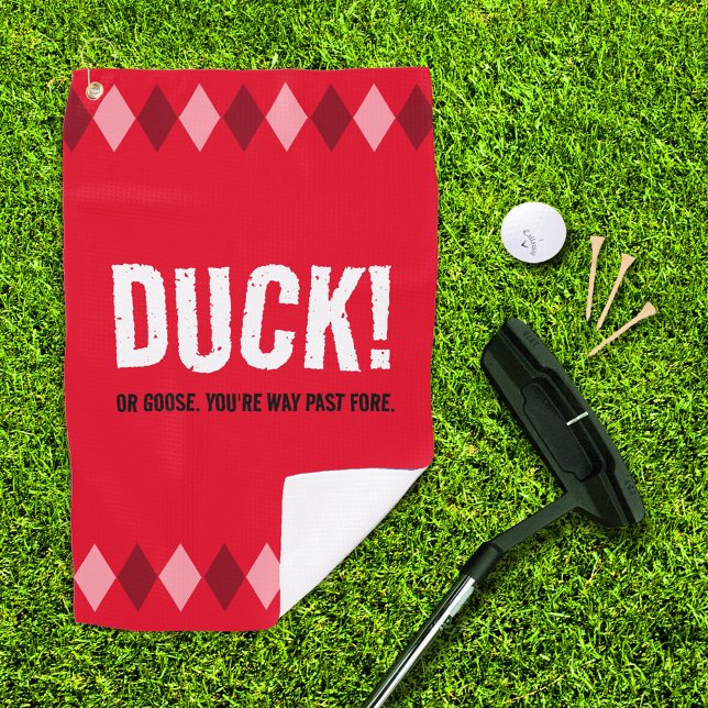 Toalla De Golf ¡Gracioso Pato Rojo Argyle! (Funny Duck (or Goose) Golf Towel Cover Photo)
