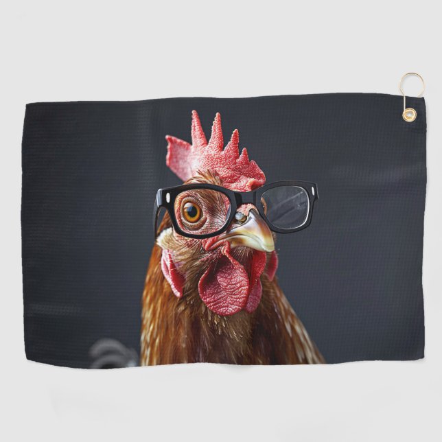 Toalla De Golf Gracioso pollo con gafas (Horizontal)