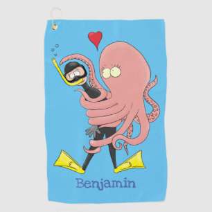 Toalla De Golf Gracioso pulpo abrazos buceo humor personalizado