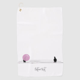 Toalla De Golf Graciosos pájaros de bubblegum en blanco alambrado