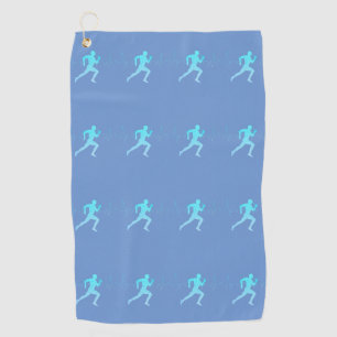 Toalla De Golf Gradiente de silueta de ejecución masculina y azul