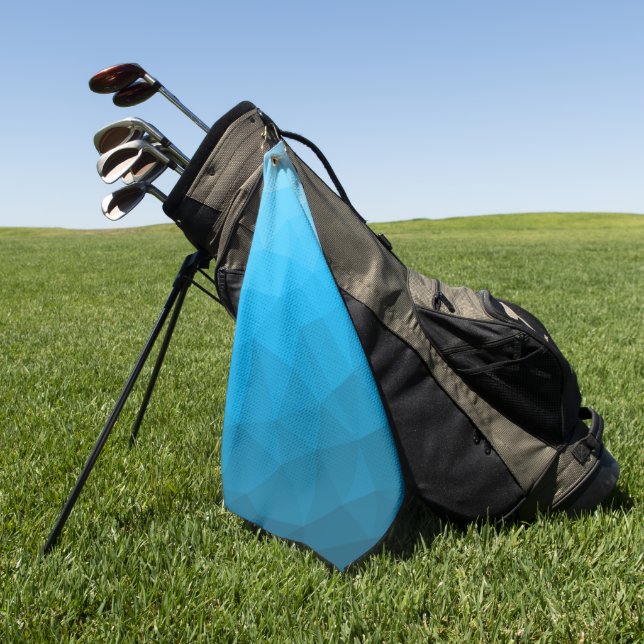Toalla De Golf Gradiente geométrico de malla de triángulo cian az (Verde)