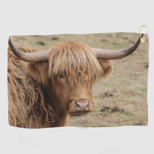 Toalla De Golf Gran vaca escocesa y peluda (Horizontal)