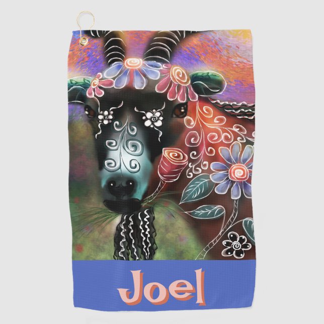 Toalla De Golf Granja de cabra floral caprina caprina capilar cap (Anverso)