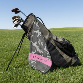 Toalla De Golf Gray Camouflage Pattern, Your name, Personalize
