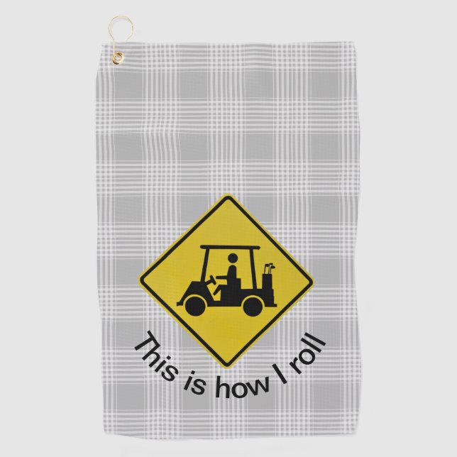 Toalla de golf Gray Plaid Golf Rótulo Rentable (Anverso)
