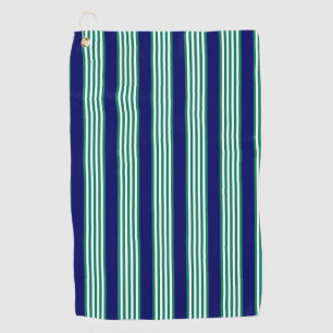 Toalla De Golf Green and white stripes pattern with navy blue