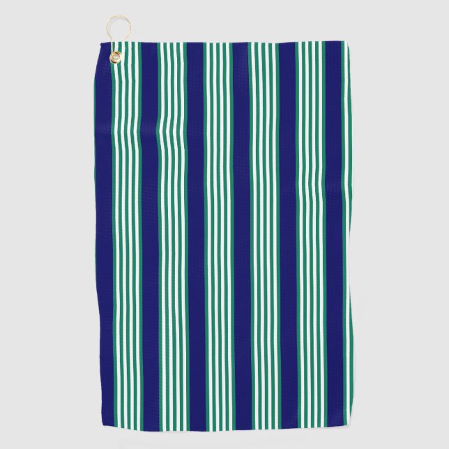 Toalla De Golf Green and white stripes pattern with navy blue (Anverso)
