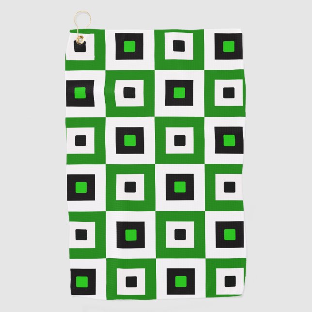Toalla De Golf Green Black White Checkered Squares Pattern (Anverso)