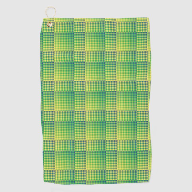 Toalla De Golf Green Blue Checker Abstract Pattern (Anverso)