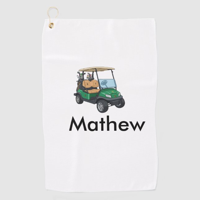 Toalla De Golf Green golf car name man sports boy gifts letter  (Anverso)