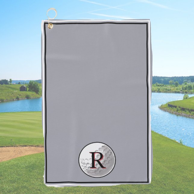 Toalla De Golf Grey golf ball monogrammed initial custom mens (Subido por el creador)