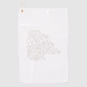 Toalla De Golf Gris pálido, blanco lechero, diseño floral
