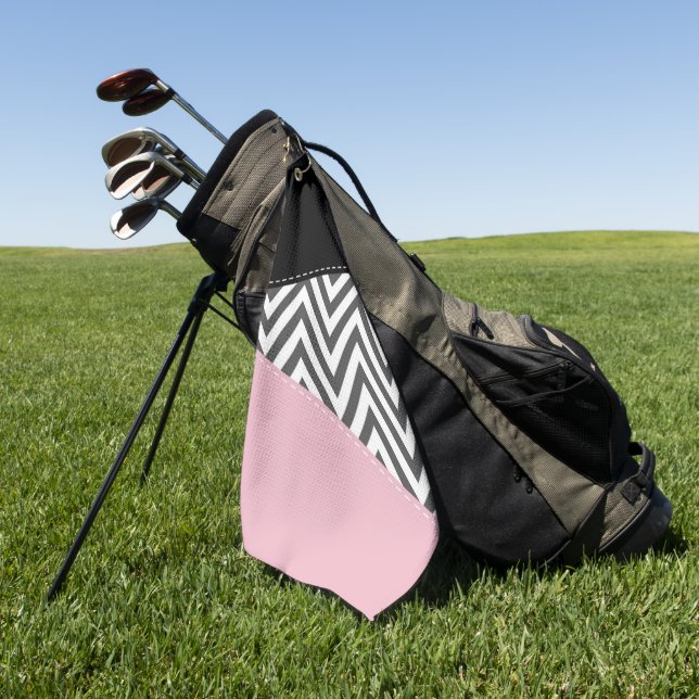 Toalla De Golf Gris Zigzag, Gris Chevron, Zigzag Pattern, Rosa (Verde)