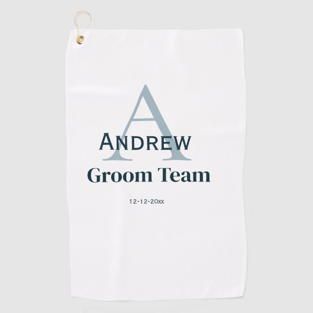 Toalla De Golf groomsmen de equipo simple y personalizado en mono (Anverso)