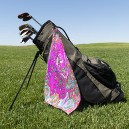 Toalla De Golf Groovy púrpura y Naranja Resumen Swirl retro