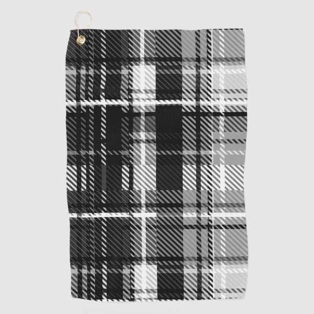 Toalla De Golf Grunde Blanco Negro Flannel Tartán Diseño (Anverso)