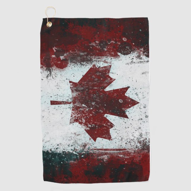 Toalla De Golf Grunge de bandera de Canadá con problemas (Anverso)