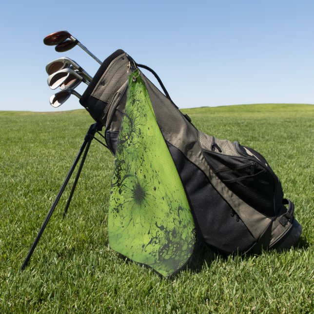 Toalla De Golf Grunge Verde Lima con Acentos Negros (Verde)