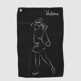 Toalla De Golf Guay Black Modern Añade tu nombre a las damas pers
