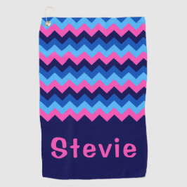 Toalla de golf Guay Blue Pink Chevron Monograma