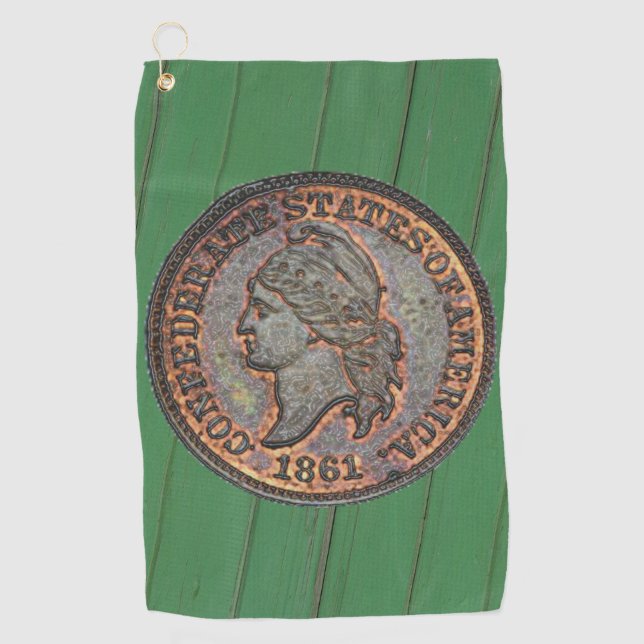Toalla De Golf Guerra Civil ⚔️ Confederación Penny Wood Wall Gree (Anverso)