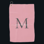 Toalla De Golf Guión moderno de Moda grisácea rosada de Rubor mon<br><div class="desc">Moderno Monograma Gris Rosa Rubor Elegante Guión Giratorio Nombre Toalla de Golf</div>
